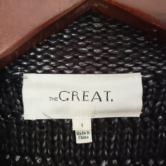 The Great. Short Monster Cardigan Loop Knot in Metallic Charcoal - Picture 6 of 10